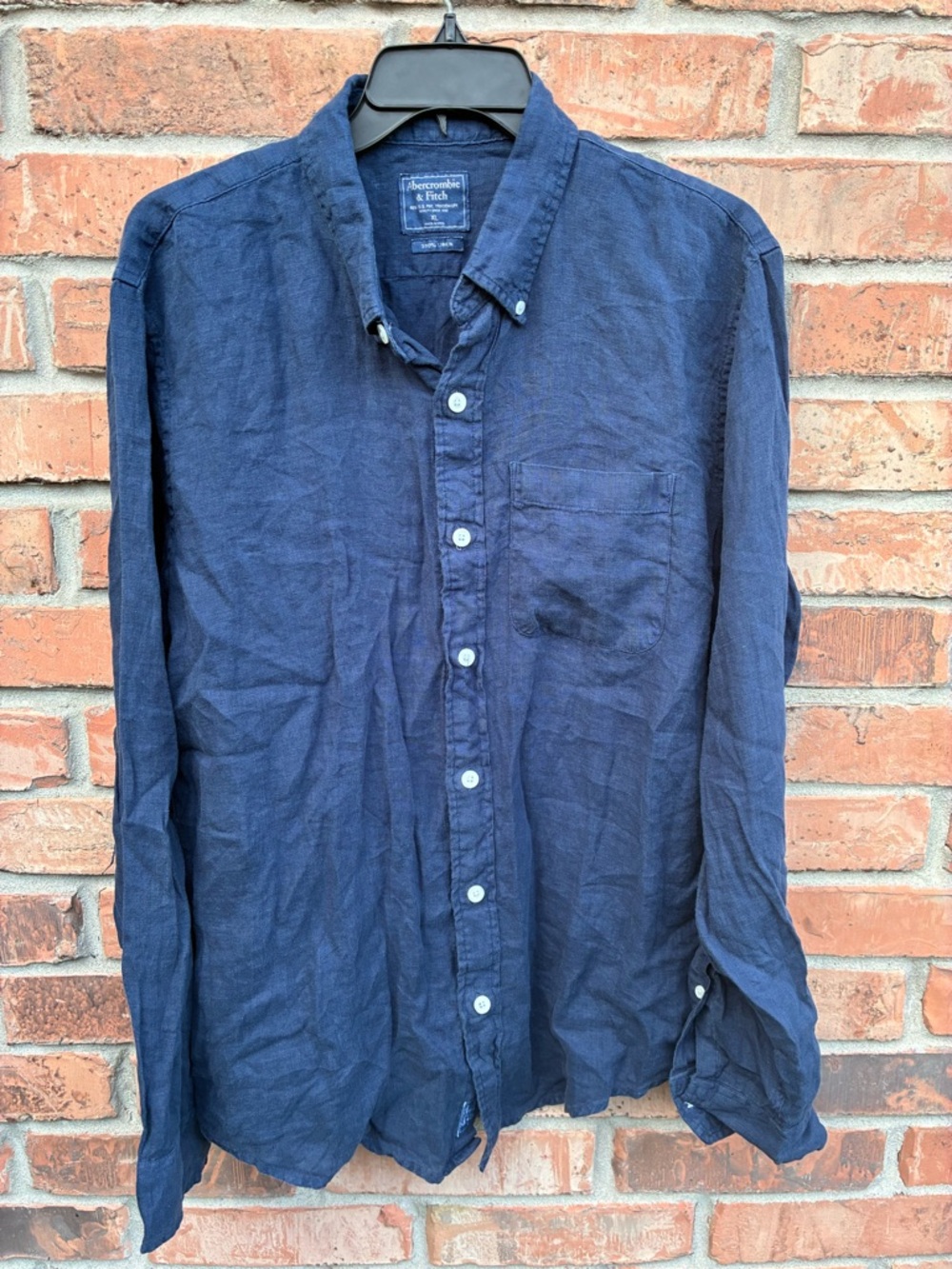 Abercrombie & Fitch Navy Blue Long-Sleeve Button-Down Shirt